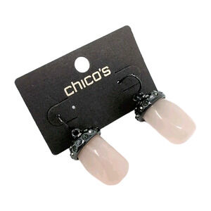 Chico's Fashion Jewelry Donna Drop Earrings Blush Pink Gunmetal NEW NWT msrp $25